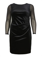 1435 černé společenské šaty s průhlednými rukávy, vel. 56