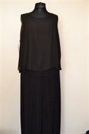 1263 Dámské společenské šaty černé s leskem, černý přehoz, boky 135 cm