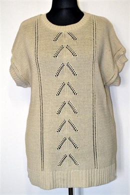 1140 Béžový pletený svetřík se spladlými rukávy - vel. 2XL