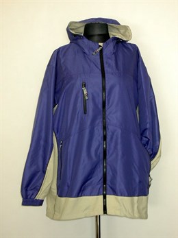 1009 Jarní a podzimní bunda s kapucí -  fialovo-béžová  - obvod hrudníku: 164  cm