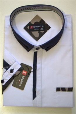 4154 Moderní košile SLIM FIT, bílá,  vypasovaná, kr. rukáv, vel. 46/47