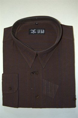 4220 Pánská čokoládová košile s tmavým proužkem, dl. rukáv - vel. 49