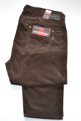 4470 Manžestrové kalhoty tm. hnědé  pas: 108 cm