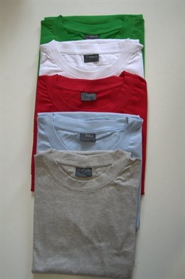 4337 Jednobarevná trička, kr. rukáv - různé barvy - obvod hrudníku: 140 - 180 cm