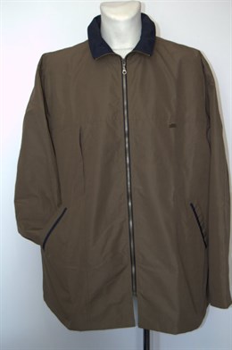 4440 bunda jarní hnědá s modrými doplňky, na zip, 4 XL