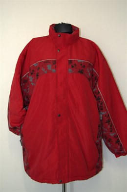 4622 Pánská zimní bunda červená, na zip, kapuce, 2XL