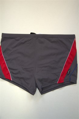 4259  Plavky s nohavičkou, šedé s červenými doplňky, XL-XXL