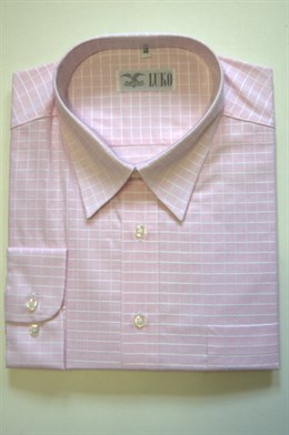 4390 Pánská košile - růžová s bílými kostičkami, dl rukáv - vel. 48, 50