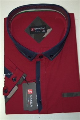 4658  Moderní košile SLIM FIT,  vypasovaná, kr. rukáv, bordo vel. 46/47