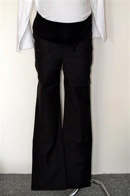 8027 Těhotenské černé kalhoty s nápletem na bříško M, XL