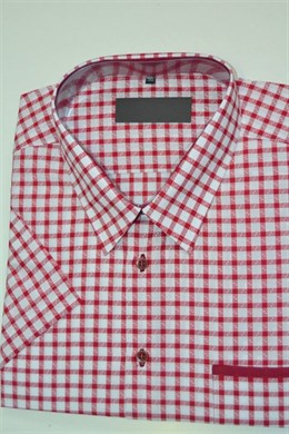 4410 Pánská košile kr. rukáv - červeno-bílá kostička - vel. 50