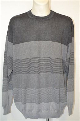 4202 Pánská šedý svetr s pruhem, vel.  7XL