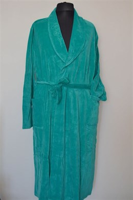 1227 zelený, sametový župan, zavazovací přes sebe, 2 XL