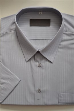 4167 společenská košile, šedá s bílým proužkem, kr. rukáv, vel. 49