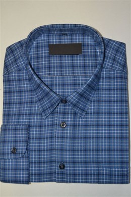 4406 Luxusní flanelová košile, dl. rukáv,modrá kostka, vel 52