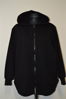 1421 Černá mikina na zip s kapucí, obvod hrudníku: 150 - 210 cm