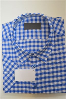 4217  Pánská krepová košile, modro-bílá kostka, vel. 48