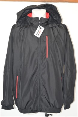 4052 Podzimní bunda černá s červeným, hrudník 150cm