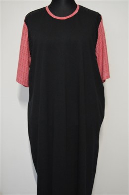 1173 Černé domácí šaty s pruhatým krátkým rukávem - šířka 140 - 200 cm