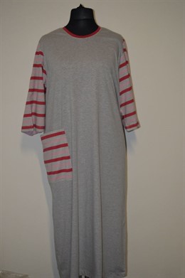 1321 Dámské domácí šaty šedý melír s proužkem, vel.140-200 cm