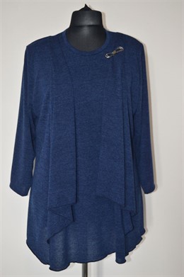 1412 úpletová halena, tm. modrá, efekt 2V1, 4XL