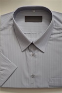 4167 společenská košile, šedá s bílým proužkem, kr. rukáv, vel. 49