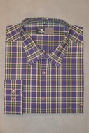4056 Pánská košile, tm. fialovo-zeleno-žlutá kostička, dl. rukáv, vel. 47