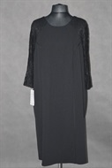 1593 Společenské, černé šaty s krajkovými rukávy, kul. výstřih, dl. rukáv, vel.: 58