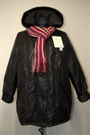 1623 Černá zimní bunda s kapucí a kožešinou - prošev - vel. 2XL 3XL