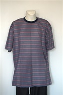 4591 Pánské triko s kr. rukávem - šedo-bílo-červený pruh - obvod hrudníku: 140  cm