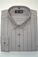 4047 Pánská košile - béžovo-žluto-modrý pruh, dl. rukáv - vel. 48
