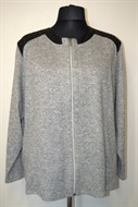 1033 Dámský kabátek na zip, šedý s černými doplňky,   - vel. 58