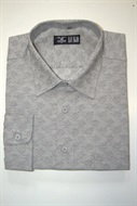 4545 Pánská košile -  šedo-zelená s výšivkou, dl. rukáv - vel. 50