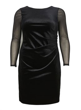 1435 černé společenské šaty s průhlednými rukávy, vel. 52