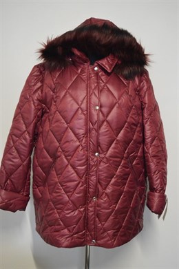 1003  Zimní bunda bordo, na zip a cvoky, 56,60