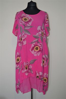 1479 růžové šaty, květované, XXL