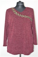 1155  moderná svetřík bordo s aplikací 2XL-5XL